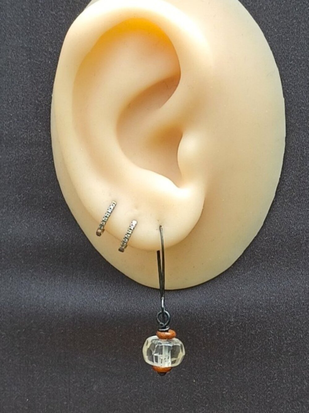 Blackened Sterling Silver & Light Citrine Earrings by Kristyna C, New